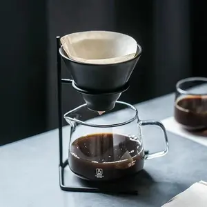 गर्म बेच काले/सफेद डालो से अधिक कॉफी फिल्टर प्रदर्शन खड़े हो जाओ रैक धातु फिल्टर टोकरी कप कॉफी के साथ उपकरण सेट शिविर के लिए