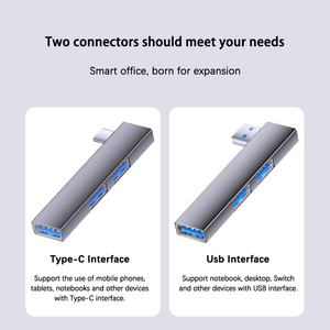 Adaptateur de style prise 3-en-1, extension Type-C, alliage d'aluminium, conversion <span class=keywords><strong>multi</strong></span>-interface à branchement direct externe, style <span class=keywords><strong>USB</strong></span> à branchement direct - Product Image 6