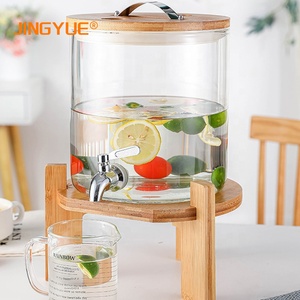 Cilindro de Vidrio de Borosilicato de Grado Alimenticio de 7.5L, Transparente, con Grifo, Tanque de Agua para Té, Cubo Refrescante para Verano, para Fiestas, Hoteles, con Diseño de Nervaduras Densas - Product Image 3