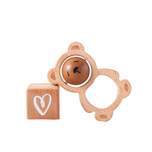 Juguete de oso rodante de madera Unisex de alta calidad, sonajero sensorial para recién nacido, Material de haya de fábrica directa, conejito suave para niños - Product Image 1