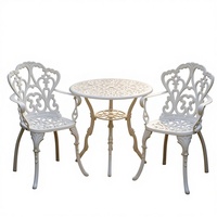 Ensemble de salle à manger d'extérieur moderne en alliage d'aluminium Phoenix, table de patio de 35 po, trou pour parasol de 1,96 po, 2 chaises, résistant aux intempéries