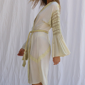 <span class=keywords><strong>Kimono</strong></span> de encaje <span class=keywords><strong>bordado</strong></span> para mujer, manga acampanada, rayón, bohemio - Product Image 5