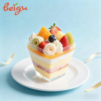 Gobelets à dessert en plastique écologiques jetables avec couvercle et cuillère, résistants à la chaleur, diamètre 90 mm, logo/design graphique personnalisable, pour boissons froides