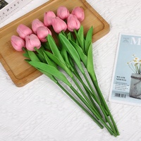 LUYI Bunga Tulip Simulasi PU Sentuhan Lembut Laris Manis, Buket Bunga Artifisial Cantik Berwarna-warni untuk Hari Valentine dan Ruang Tamu
