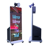 Grande cabine photo à miroir magique cabine photo instantanée avec appareil photo et imprimante kiosque photo portable en option avec roues