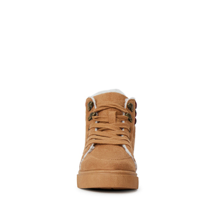 Lace Up Suede Kids Winter <b>Ankle</b> <b>Boots</b> Plaid Cuff Fuzzy Lining Non Slip Rubber Sole Daily Walking Footwear - Product Image 4