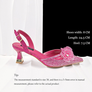 Y 38-43 Nuevo Conjunto de Zapatos y Bolso con Decoración de Flores de Pedrería para Mujer, para Fiesta, Tacones Altos y Bolso de Mano - Product Image 5