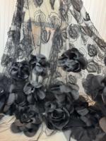 Prêt à être expédié, nouvelle arrivée 2026, luxe. Robe de soirée de luxe en organza noir 3D avec roses, plusieurs couleurs, pour mariage à Dubaï, USA, Europe