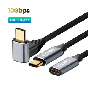 USB C Elbow 10Gbps Cable USB3.1 Gen2 4K/60Hz Cable PD100W 5A E-MARK Video Power for steam deck 90 Degree USB C Cord