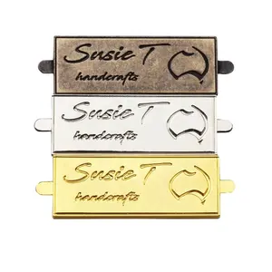 Logos de marque en métal de luxe personnalisés étiquette de logo 3D en relief pour <span class=keywords><strong>valise</strong></span> accessoire à la mode avec sacs personnalisés et étiquettes de plaque - Product Image 1