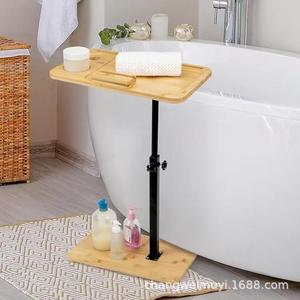 Wooden Side Table Rectangle 2 Layer Portable Standing Type <b>Storage</b> <b>Tray</b> for Living Room Bedroom Bathroom Shelf - Product Image 3