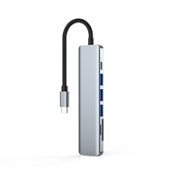 Adaptador de concentrador USB tipo C 7 en 1 con lector de tarjetas multipuerto 4K HDMI USB3.0 TF PD lector SD todo en uno para accesorios de computadora PC