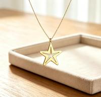 Collier Étoile de Mer en Acier Inoxydable, Pendentif Étoile de Mer Plaqué Or 18 carats, Bijoux Hypoallergéniques, Vente en Gros, Collier Thème Marin