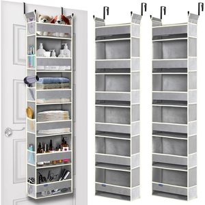 Over The Door Hanging Organizer 6 Shelves 12 Pockets Multifunctional <b>Storage</b> For Bathroom Bedroom Hook Type Woven Fabric - Product Image 1