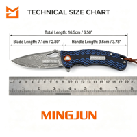 Couteau pliant en acier de Damas, manche bicolore G10, couteau utilitaire de poche pour le camping en plein air, outil de coupe DIY
