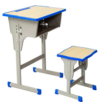 Ensemble de bureau et tabouret d'école réglables avec plateau en bois, panneau latéral moulé, table d'étude avec boîte à livres, mobilier étudiant robuste