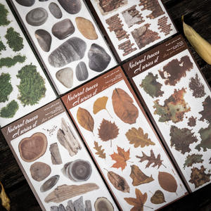 2 Lembar/pak Stiker Transfer Decal Seri Jejak Alami Gaya Vintage Stiker Dekoratif DIY untuk Notebook Buatan Tangan - Product Image 2