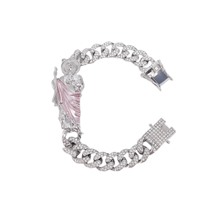Pulsera de <span class=keywords><strong>San</strong></span> <span class=keywords><strong>Judas</strong></span> <span class=keywords><strong>Tadeo</strong></span> de HanHan Jewelry, Chapada en Oro, Cadena Cubana, Amuleto de <span class=keywords><strong>San</strong></span> <span class=keywords><strong>Judas</strong></span>, Pulsera para Hombre, Joyería Religiosa Católica - Product Image 4