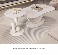 Table de salon en forme de roche blanche, petite maison simple, lumière irrégulière, table basse blanche de luxe