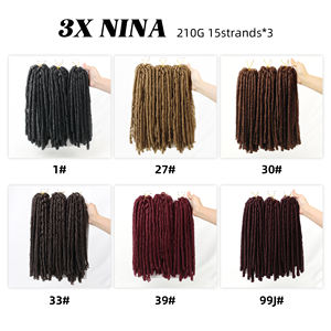 Extensions <span class=keywords><strong>de</strong></span> cheveux Kanekalon Cabelo <span class=keywords><strong>Nina</strong></span> Softex 3X Pauqre 14 pouces, Dreadlocks Cabelos <span class=keywords><strong>Nina</strong></span> Softex 400g, Crochet 210g, Tresses Longues - Product Image 3