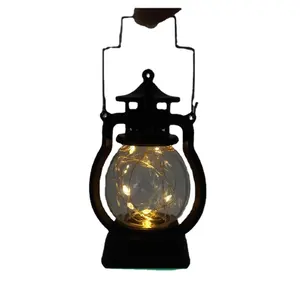 HY senlin artisanat de Noël vintage petite lampe à huile lanterne électronique LED cheval lumière décoration cadeau vent