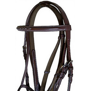 Fancy Stitch English Genuine Leather Horse Bridle | Premium Raised Bridle with White Stitching & Stainless Steel Hardware - Product Image 1