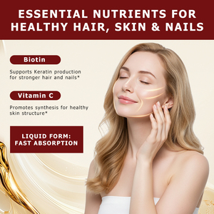 Complément de beauté personnalisé OEM pour la peau, les cheveux et les ongles sains – Gouttes liquides d'acide L-ascorbique et de biotine - Product Image 5