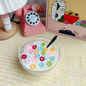 Vela de tazón de cereales de atracción única del vendedor caliente con cuchara Vela de tazón de cereales Vela de cereal perfumada de lujo de cera de soja - Product Image 1