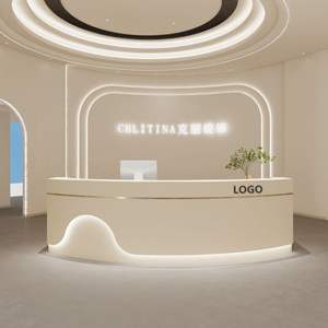 Mostrador de Recepción de Madera Maciza con Frente Curvo y Luz LED para Salones de Belleza, Uñas, Ropa, Bienestar, Yoga, Odontología, Hoteles y Salones - Product Image 2