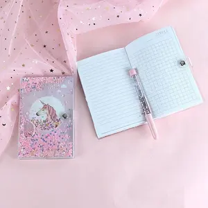 Desain Baru Kreatif Penutup PVC Cair Notebook Anak Perempuan Hadiah Pesta Ulang Tahun Hadiah Unicorn Notebook Set