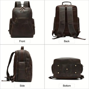 Mochila de Negocios de Lujo para Portátil, Antirrobo, Impermeable, de Cuero Genuino, Duradera, con Cremallera, Ligera, Ecológica, Unisex - Product Image 2