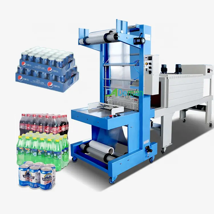 Sleeve type PE film packaging machine Shrink film wrapping machine Film shrinking machine for juice water bottles/cans for sale