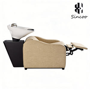 Chaise de lavage de cheveux de salon moderne, durable et de haute qualité, avec cuir PU et lavabo en céramique, couleur personnalisable pour salon de coiffure - Product Image 4