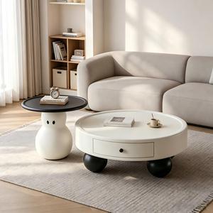 Modern Farmhouse Wooden Cream-style Coffee <b>Table</b> for Hotel Apartment Living Room-Durable Eco-Friendly Easy Room Furniture - Product Image 1