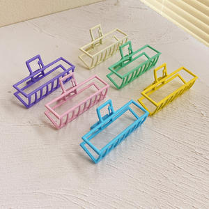 Groothandel Vrouwen Rechthoek Grote Matte Metalen Haar Clutchers Klauw Clips Effen Kleur Neon Roze Pastel Haar Claws Meisjes Accessoires - Product Image 1