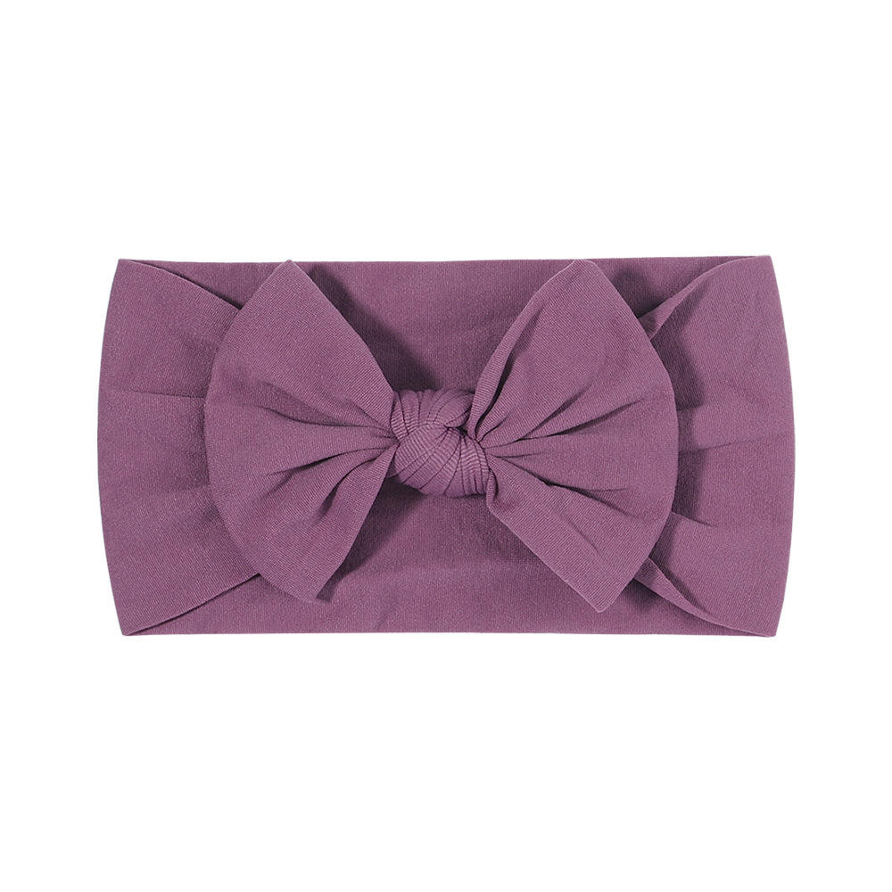 Wholesale Turban Nylon Wide Headband Hair Accessories Elastic Candy Solid Color Bow Headband for Baby Girls