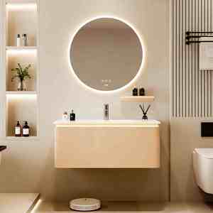 <span class=keywords><strong>Mobile</strong></span> <span class=keywords><strong>bagno</strong></span> sospeso in legno personalizzato con lavabo, piano in marmo, <span class=keywords><strong>specchio</strong></span> smart antiappannamento <span class=keywords><strong>e</strong></span> <span class=keywords><strong>luce</strong></span> LED per <span class=keywords><strong>bagno</strong></span> - Product Image 3