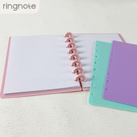 Carnet à disques RINGNOTE format Lettre en plastique PP, lot de 50, anti-rayures, avec gaufrage et débossage, pour agenda et journal