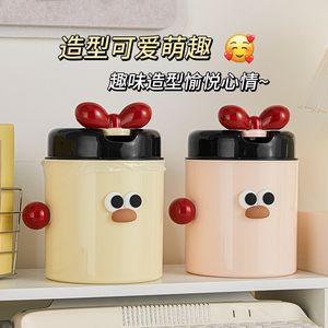 سلة مهملات كرتونية للمكتب، حاوية تخزين منزلية عالية الجودة بغطاء، وعاء صغير لحفظ الأدوات المكتبية والأقلام - Product Image 2