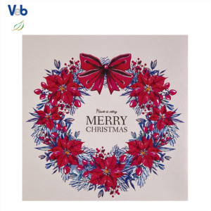 Merry Christmas Wreath 3D Pop-up Tree <b>Gift</b> and Santa Handmade Holiday Greeting Eco - Product Image 1