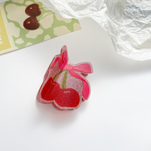 New Arriving <b>Sweet</b> Cherry Plastic Acrylic Hair Claw 7.5CM Fruit Shape Hair Clip Children Women Fashion Hair Accessories - Product Image 5