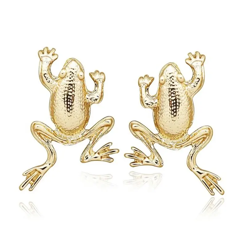 패션 여성 스터드 귀걸이 귀여운 금속 큰 개구리 동물 두꺼비 아트 골드 귀걸이 개인 소녀 귀걸이 보석 액세서리