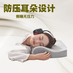 Almohada de Espuma Viscoelástica con Soporte para el Cuello y Orificio para Auriculares, Diseño Cóncavo Gris para Dormir de Lado, Uso en Dormitorios, Hoteles y Hospitales - Product Image 3