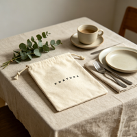 Sac de rangement en toile de lin et coton naturel épais personnalisé avec cordon de serrage, pour bijoux, cadeaux, protection contre la poussière, avec logo