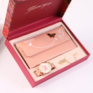 Cross Border Gift <b>Set</b> For Women Wallet <b>Watch</b> With Butterfly Design Leather Material Holiday Favor Birthday Gift Practical Gift - Product Image 1