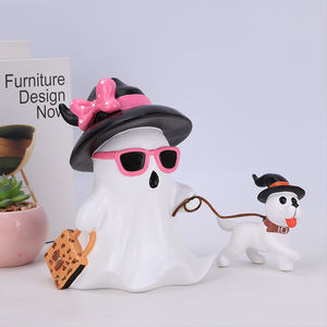 Figurine de fantôme d'Halloween effrayante Redeco, design lunettes roses, décoration artistique en résine pour la maison gothique, idée cadeau - Product Image 4