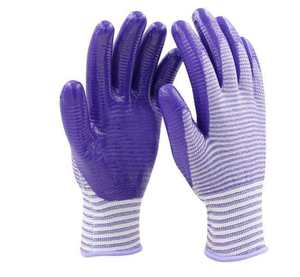 Usine En Gros Polyester Shell Doublure En Nylon Nitrile Zèbre Stripe Enduit Gants De Travail De Sécurité pour Usage Général Logo Personnalisé - Product Image 6