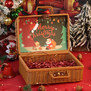 Panier tissé de Noël main réveillon de Noël nouvel an coffret cadeau écharpe thermos tasse emballage de collation - Product Image 4