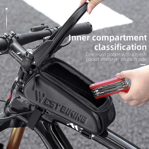Sacoche de cadre de vélo WEST BIKING en cuir avec écran tactile, trou pour écouteurs, 6,8 pouces, étanche, grande capacité - Product Image 3