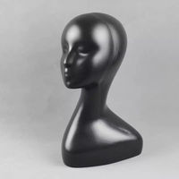 Maniquí de Cabeza de Plástico Barato con Cuello Largo, Blanco y Negro, para Exhibición de Pelucas, Venta al por Mayor